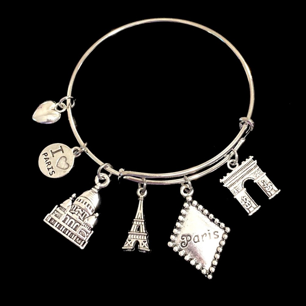 Paris France Charm Bracelet Bangle